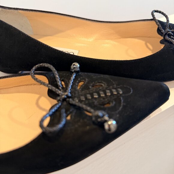 Jimmy Choo Black Suede Flats - Picture 4 of 7